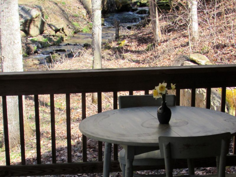 Eat your breakfast by the creek at the Moondance near Hot Springs, NC