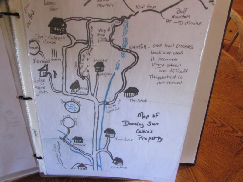 Our map of Dancing Sun Cabins near Hot Springs, NC and Max Patch