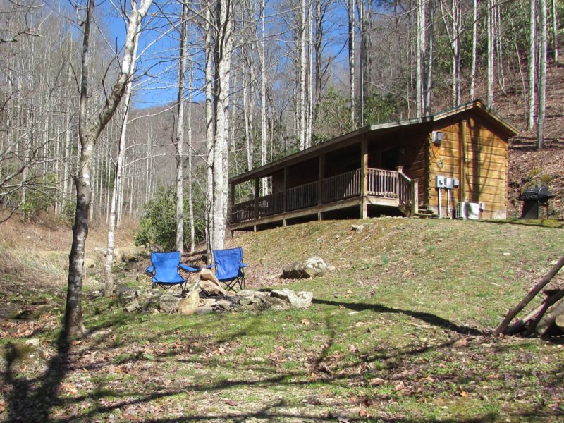 This could be your romantic honeymoon cabin by the creek at Dancing Sun Cabins in the blue ridge mountains near Hot Springs, NC