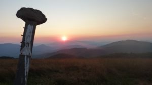 The AT crosses the top of Max Patch