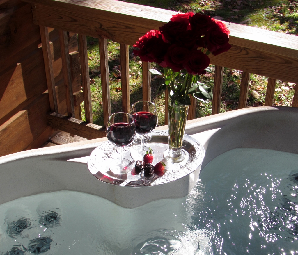 Romantic Moondance cabin with Hot Tub  overlooking a blue ridge mountain stream